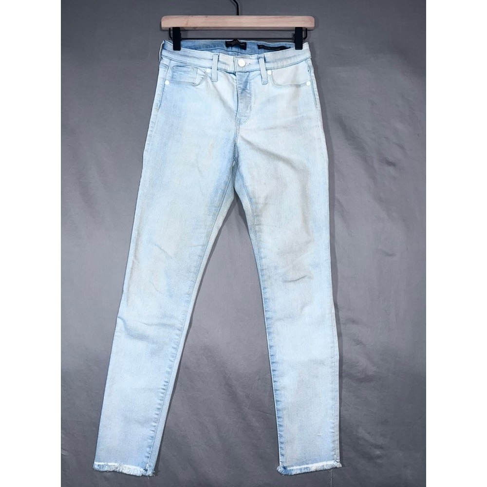 Banana Republic Mid-Rise Skinny Jeans Light Wash Frayed Hem Size 26 Regular